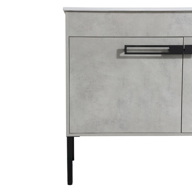 Meuble-lavabo de salle de bain 24 pouces/30 pouces/36 pouces avec évier autoportant/mural, ensemble d'évier en céramique avec étagère réglable