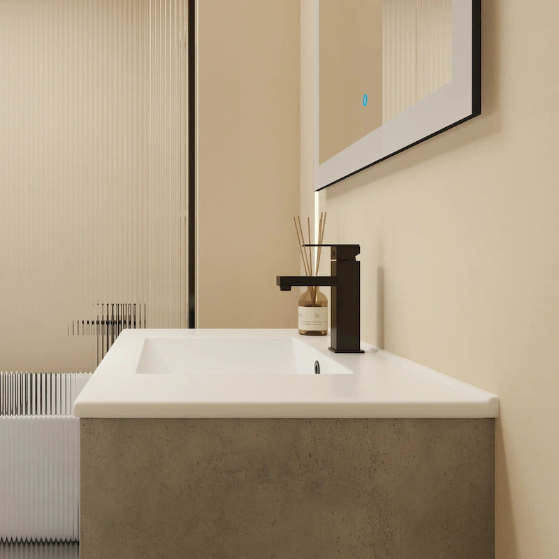 Meuble-lavabo de salle de bain 24 pouces/30 pouces/36 pouces avec évier autoportant/mural, ensemble d'évier en céramique avec étagère réglable