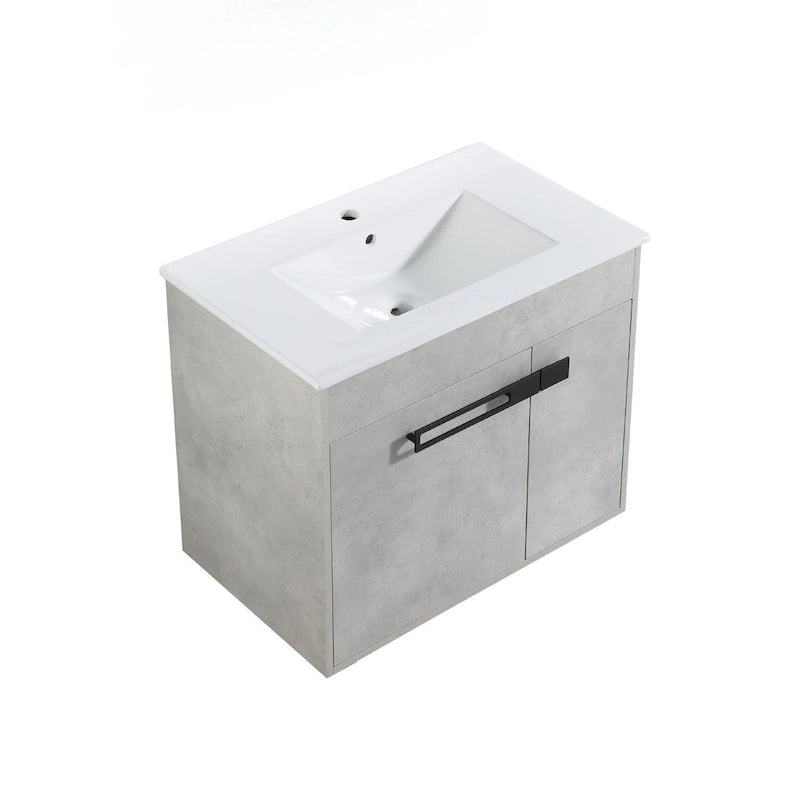 Meuble-lavabo de salle de bain 24 pouces/30 pouces/36 pouces avec évier autoportant/mural, ensemble d'évier en céramique avec étagère réglable