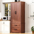 Meuble de rangement haut de cuisine de 180,34 cm, placard de rangement autonome avec 2 tiroirs, armoire de cuisine