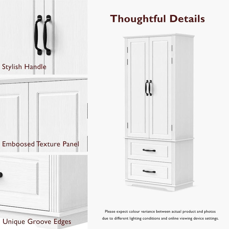 Meuble de rangement haut de cuisine de 180,34 cm, placard de rangement autonome avec 2 tiroirs, armoire de cuisine