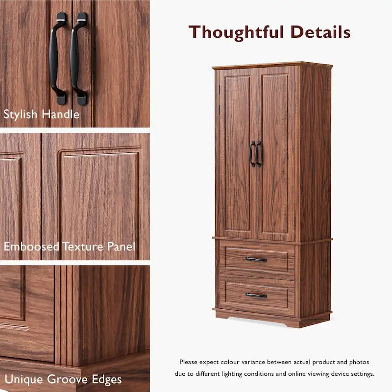 Meuble de rangement haut de cuisine de 180,34 cm, placard de rangement autonome avec 2 tiroirs, armoire de cuisine