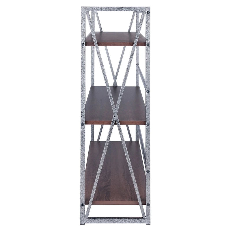 Étagère de Rangement Large à 3 Niveaux - 35,5 po - Graphite et Noyer