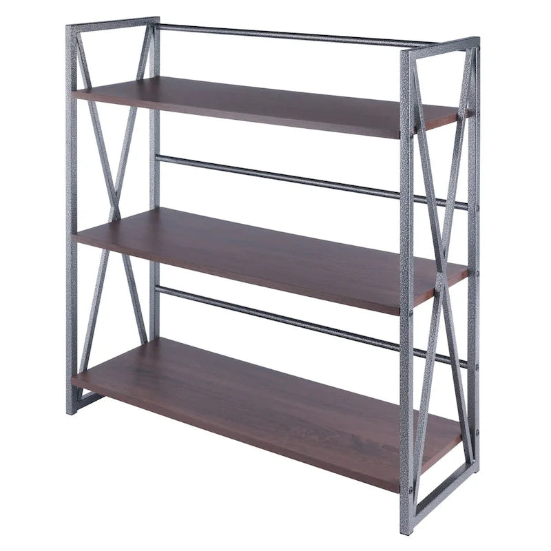 Étagère de Rangement Large à 3 Niveaux - 35,5 po - Graphite et Noyer