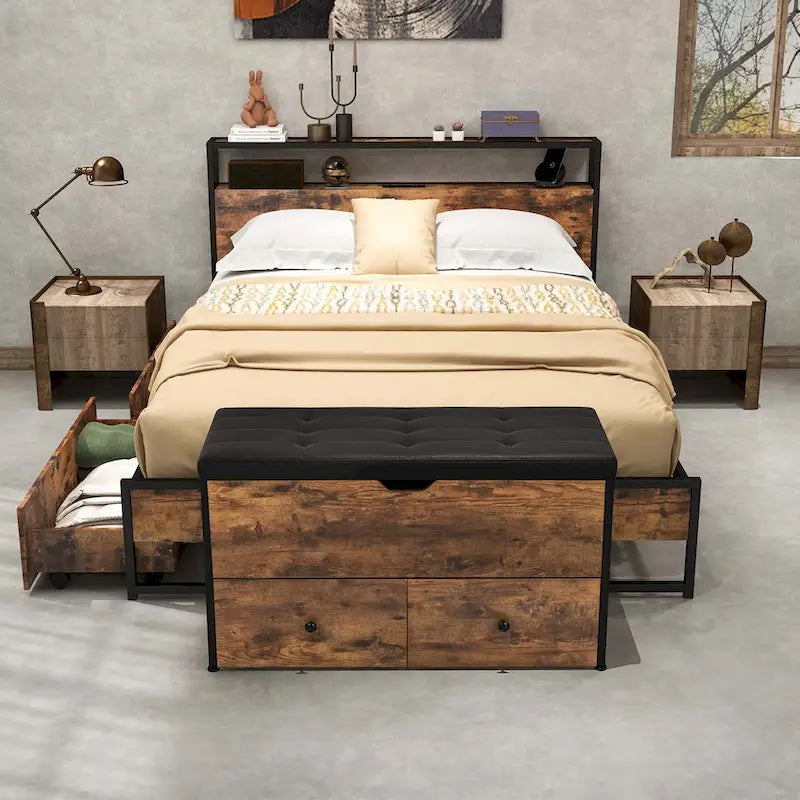 Banc ottoman de rangement Costway, coffre de rangement en bois avec couvercle à charnière - Voir détails