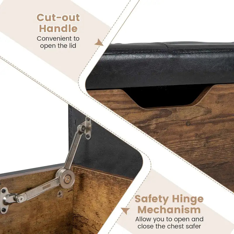 Banc ottoman de rangement Costway, coffre de rangement en bois avec couvercle à charnière - Voir détails
