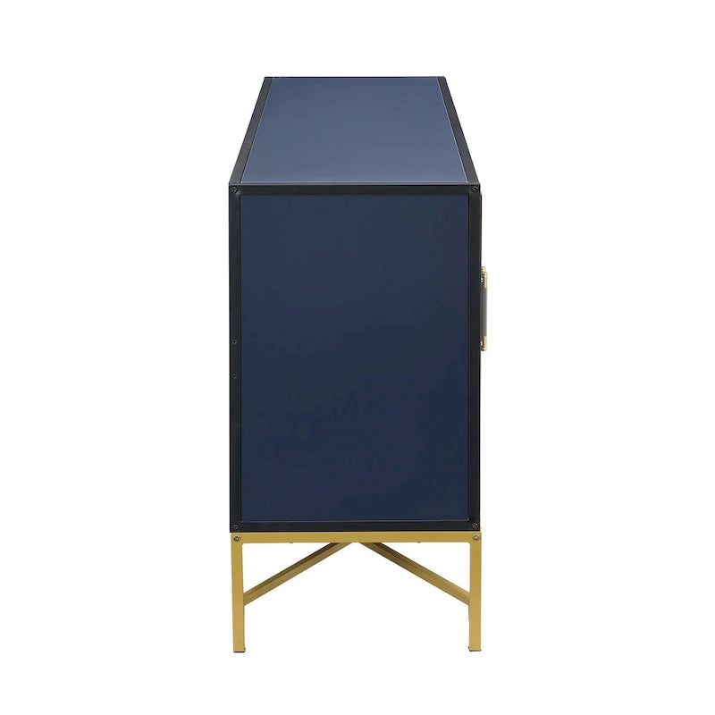 Meuble de Rangement avec Poignées en Métal, Meuble de Rangement d'Entrée avec Étagères, Buffet avec Pieds Croisés en Métal