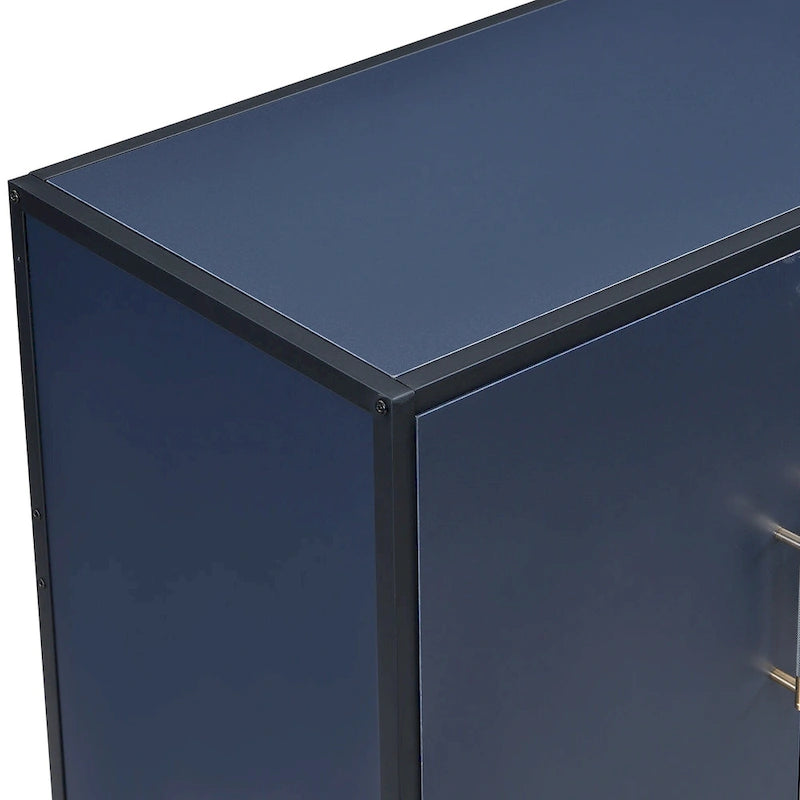 Meuble de Rangement avec Poignées en Métal, Meuble de Rangement d'Entrée avec Étagères, Buffet avec Pieds Croisés en Métal