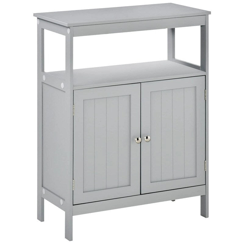 Meuble de rangement de salle de bain autoportant et moderne, avec portes et étagère ouverte - 11,75P x 23,5L x 32,25H