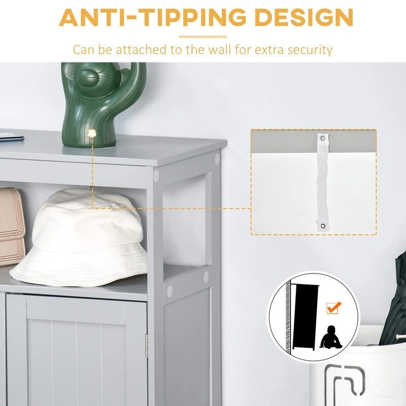 Meuble de rangement de salle de bain autoportant et moderne, avec portes et étagère ouverte - 11,75P x 23,5L x 32,25H