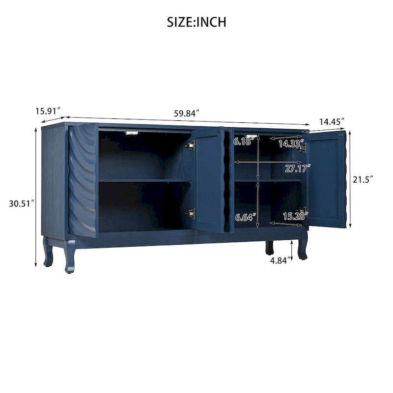 Élégant buffet avec rainure arquée pour le salon