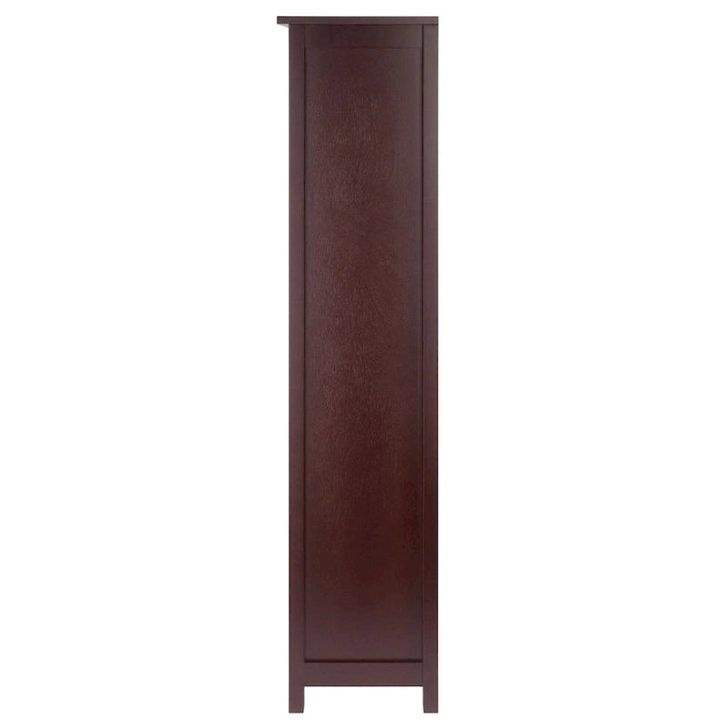 Étagère de rangement 5 pièces avec 4 paniers tissés pliables - 56 - Brun Noyer