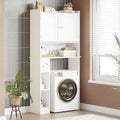 Armoire de Rangement Double Porte pour Toilettes avec Étagères Ajustables, Organisateur de Salle de Bain, Porte-Papier Toilette