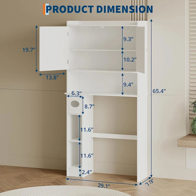 Armoire de Rangement Double Porte pour Toilettes avec Étagères Ajustables, Organisateur de Salle de Bain, Porte-Papier Toilette