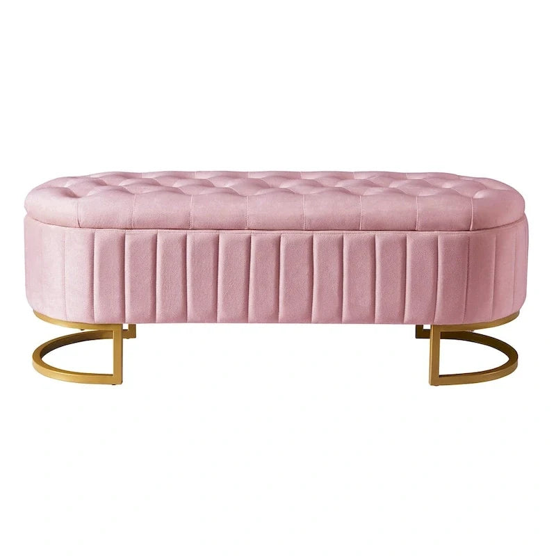 Ensembles de chambre à coucher 2 pièces – Lit plateforme double avec LED et pouf de rangement