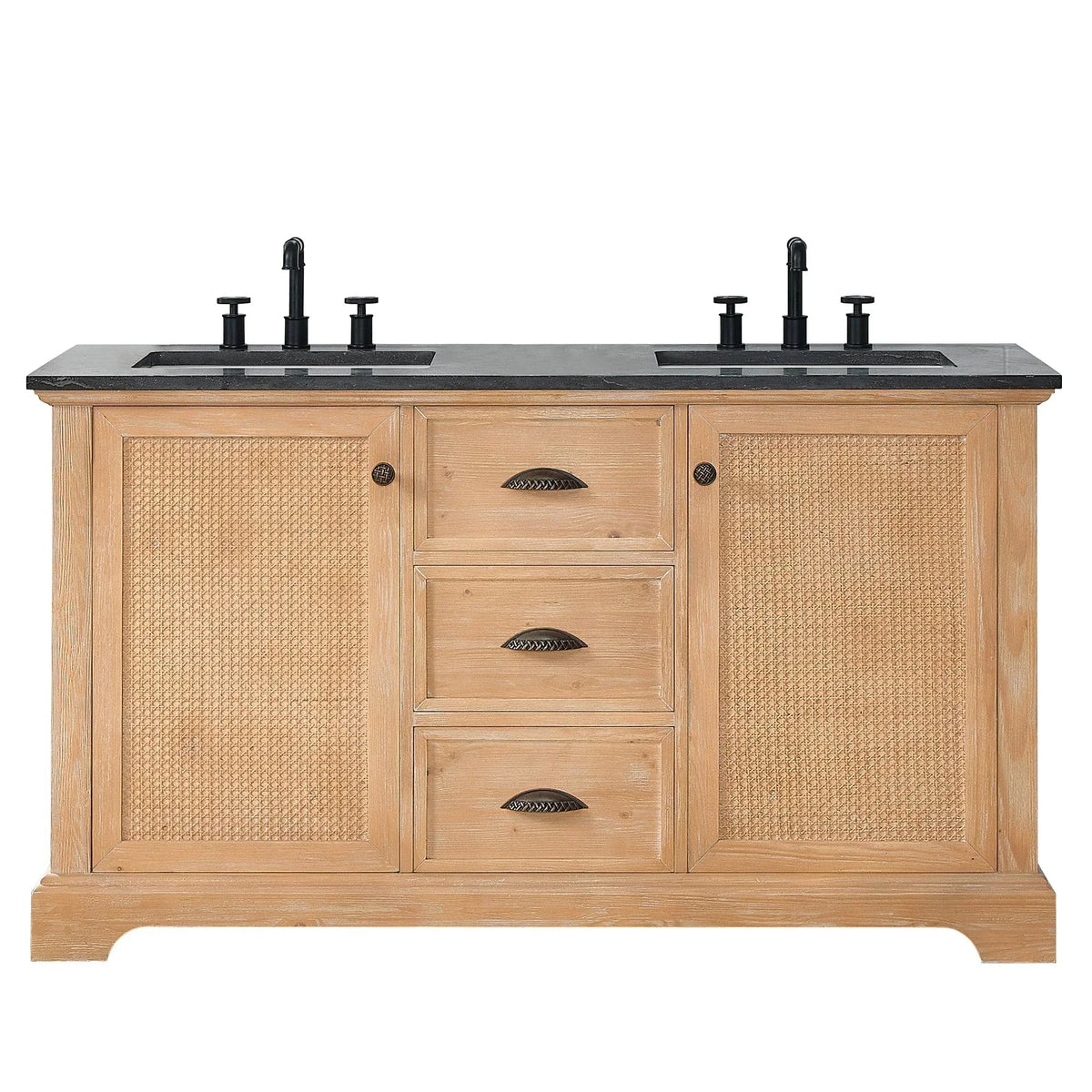 Meuble sous-vasque Hervas avec plateau en marbre naturel, sans miroir