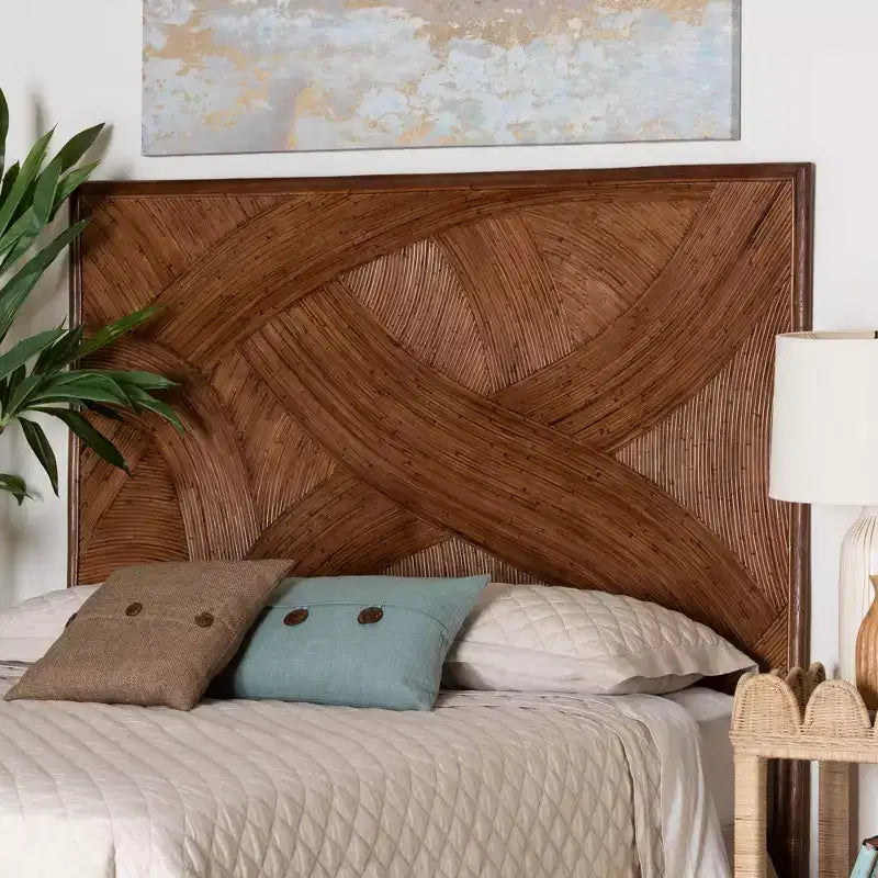 Tête de lit autonome en rotin King Elettra bali & pari : Faite à la main, aucun assemblage requis, design bohème