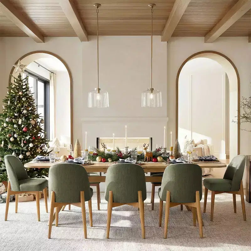 Ensemble de salle à manger 9 pièces pour 8 personnes, table à tréteaux extensible avec chaises rembourrées aux pieds en bois massif-Panipeachy