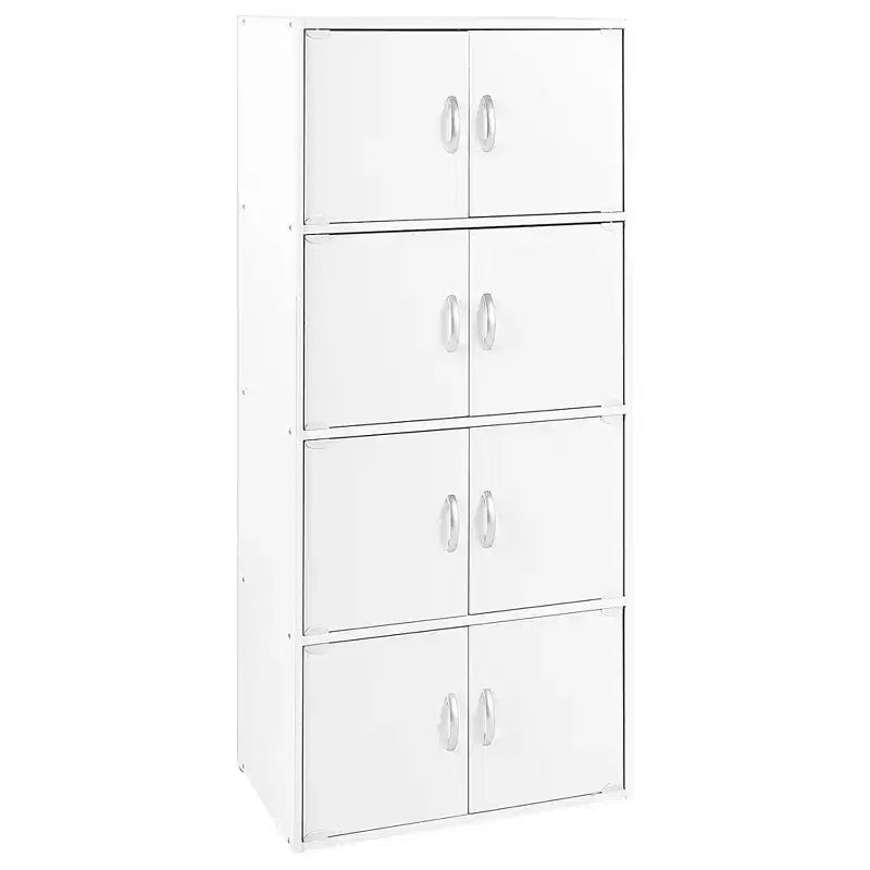 Hodedah HID44 Meuble de rangement multifonctionnel fermé à 8 portes pour la maison et le bureau, finition bois de hêtre