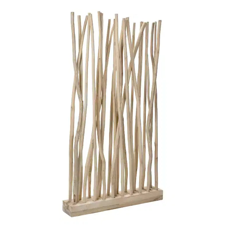 JONATHAN Y Tranquil 39W x 68H Paravent bohème côtier en branches de teck fabriquées à la main, un seul panneau