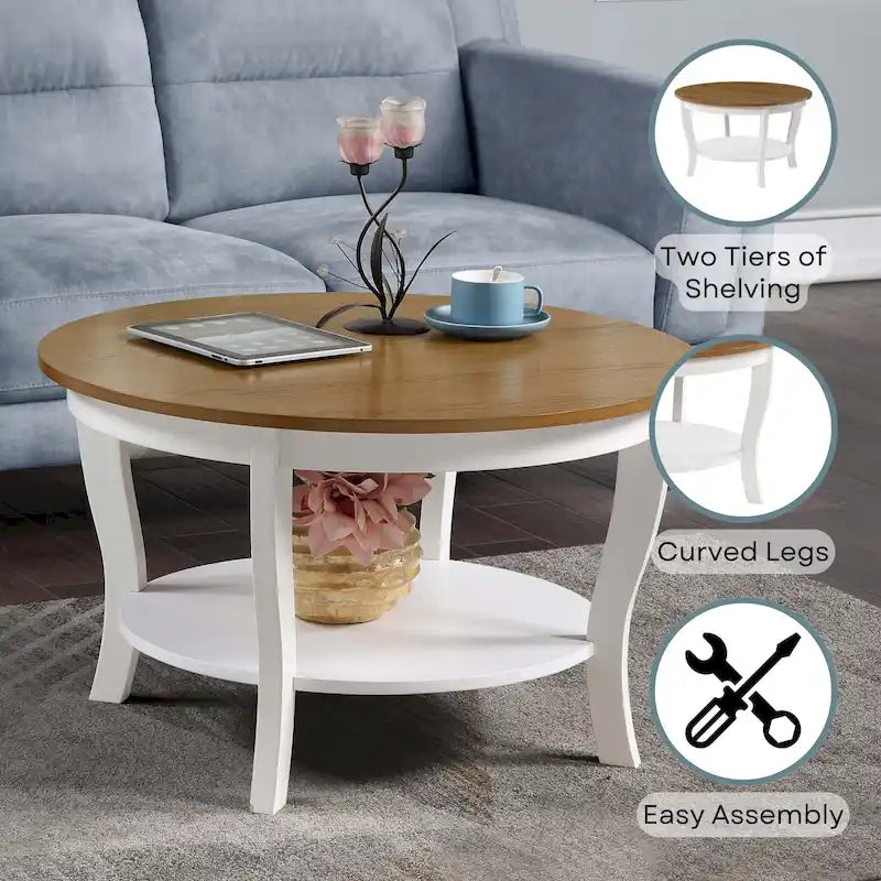 Table basse ronde avec étagère American Heritage de Convenience Concepts