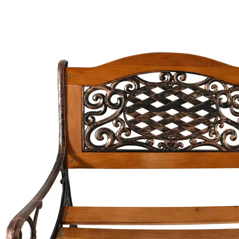 Banc de jardin extérieur Sunnydaze pour 2 personnes avec motif en lierre entrecroisé, en fonte et bois