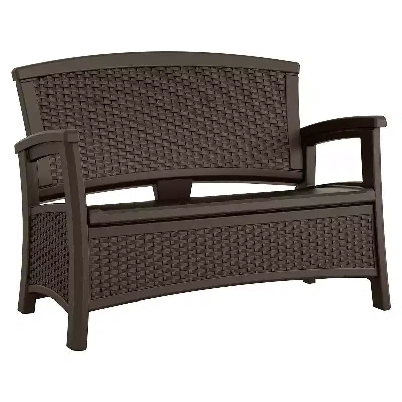 Causeuse en résine tressée Suncast avec rangement et table basse en résine tressée avec rangement