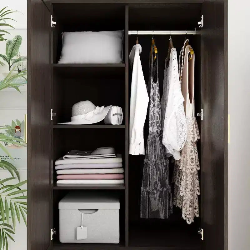 Hitow Armoire de rangement double tiroir avec portes miroir et zones de rangement