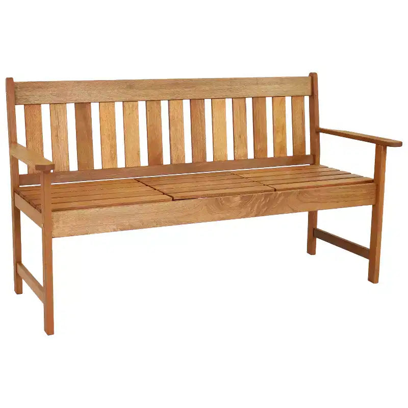Banc 2 places Sunnydaze en bois de méranti avec finition à l'huile de teck et table escamotable - 60 - Marron