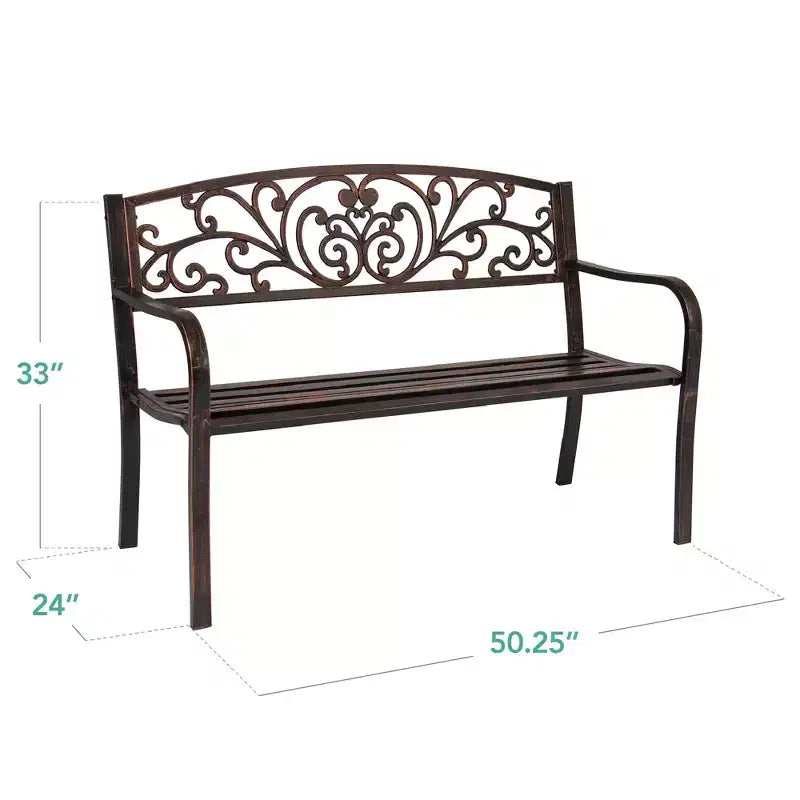 Banc d'extérieur en acier Best Choice Products, mobilier de jardin pour terrasse ou porche avec dossier à motif floral