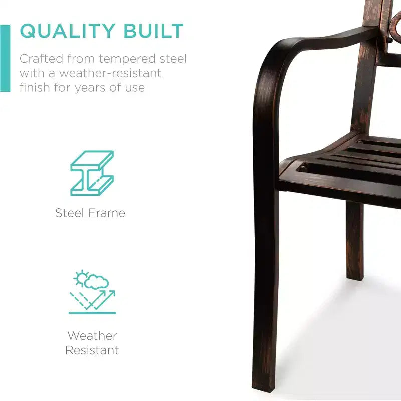 Banc d'extérieur en acier Best Choice Products, mobilier de jardin pour terrasse ou porche avec dossier à motif floral
