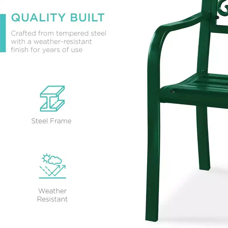 Banc d'extérieur en acier Best Choice Products, mobilier de jardin pour terrasse ou porche avec dossier à motif floral