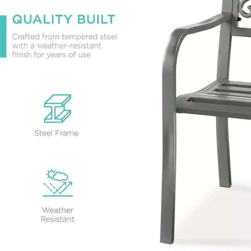Banc d'extérieur en acier Best Choice Products, mobilier de jardin pour terrasse ou porche avec dossier à motif floral
