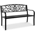 Banc d'extérieur en acier Best Choice Products, mobilier de jardin pour terrasse ou porche avec dossier à motif floral