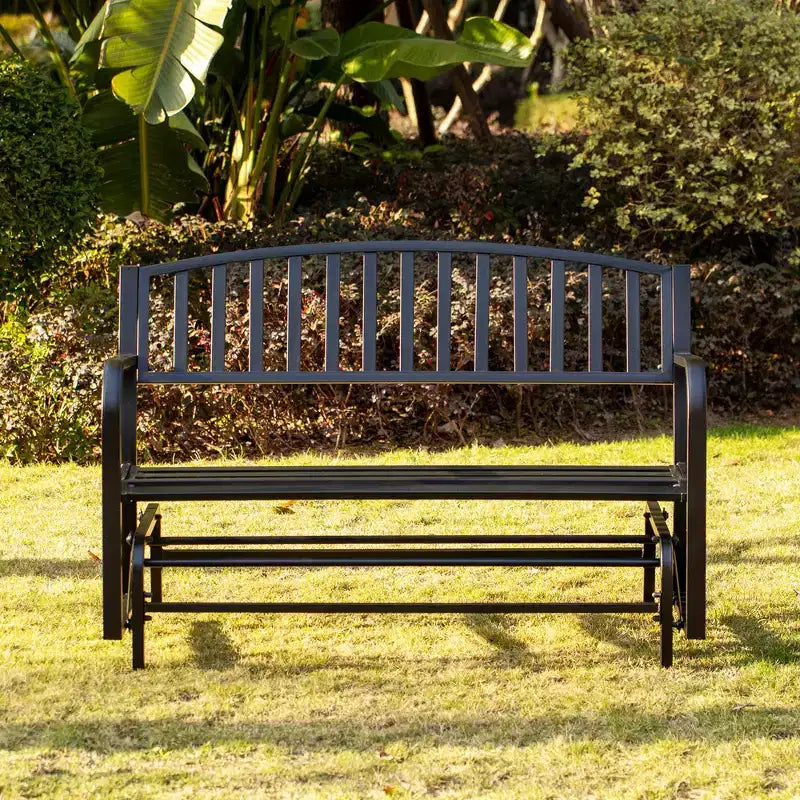 Balançoire de jardin Gardenised en acier noir, banc planeur thermolaqué, banc à bascule pour cour, terrasse, jardin et patio
