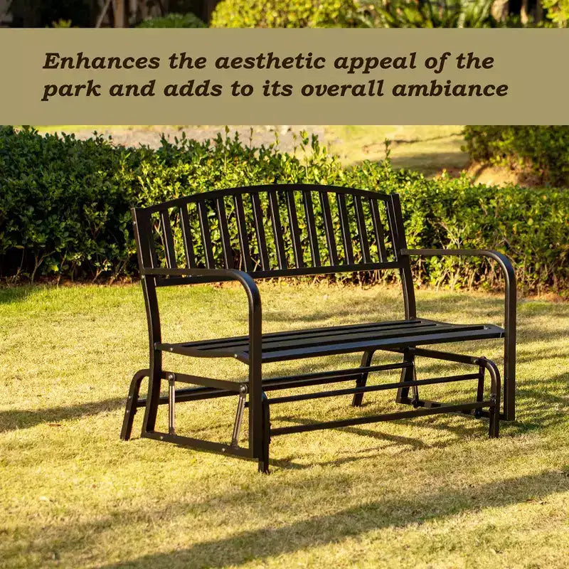 Balançoire de jardin Gardenised en acier noir, banc planeur thermolaqué, banc à bascule pour cour, terrasse, jardin et patio
