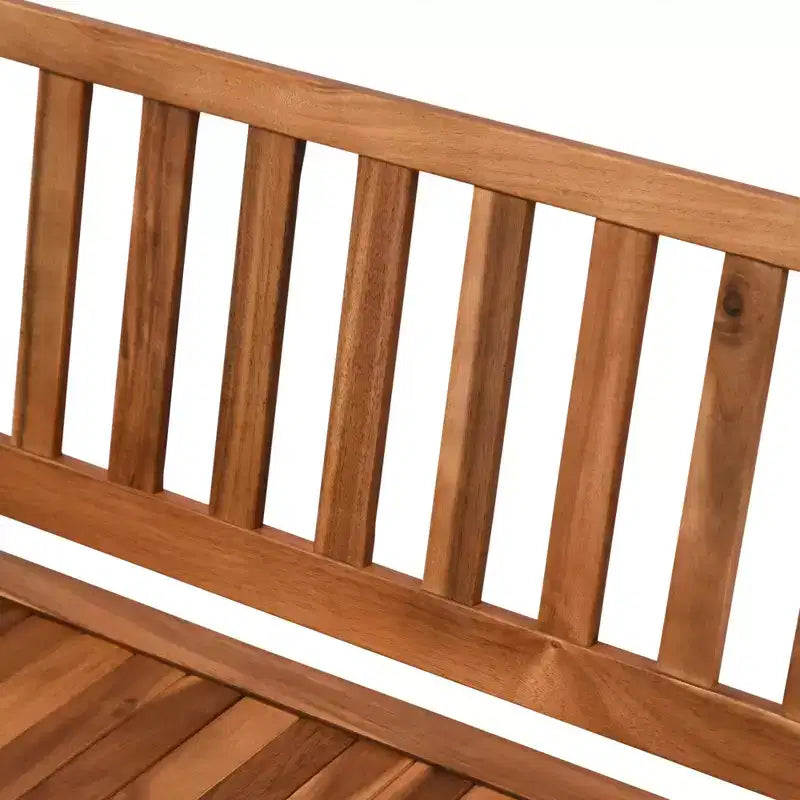 Outsunny Banc de rangement extérieur 155 L, coffre de pont en bois avec revêtement intérieur en PE imperméable, conteneur 2 places pour patio, jardin, balcon, cour