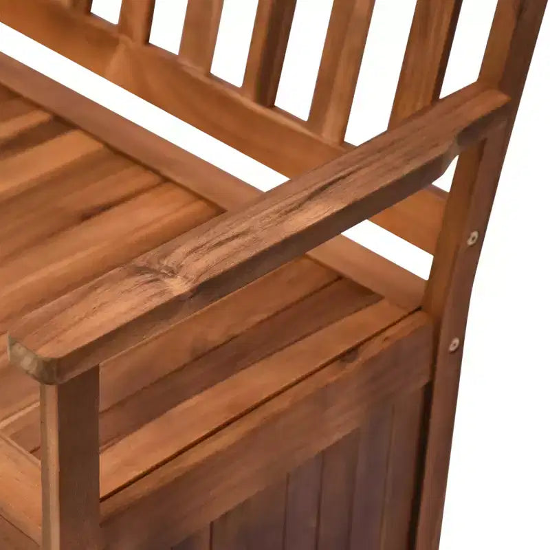 Outsunny Banc de rangement extérieur 155 L, coffre de pont en bois avec revêtement intérieur en PE imperméable, conteneur 2 places pour patio, jardin, balcon, cour