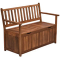 Outsunny 41 Gallon Outdoor Storage Bench, Wooden Deck Box with Inner Waterproof PE Lining, 2-Seat Container for Patio Garden Balcony Yard