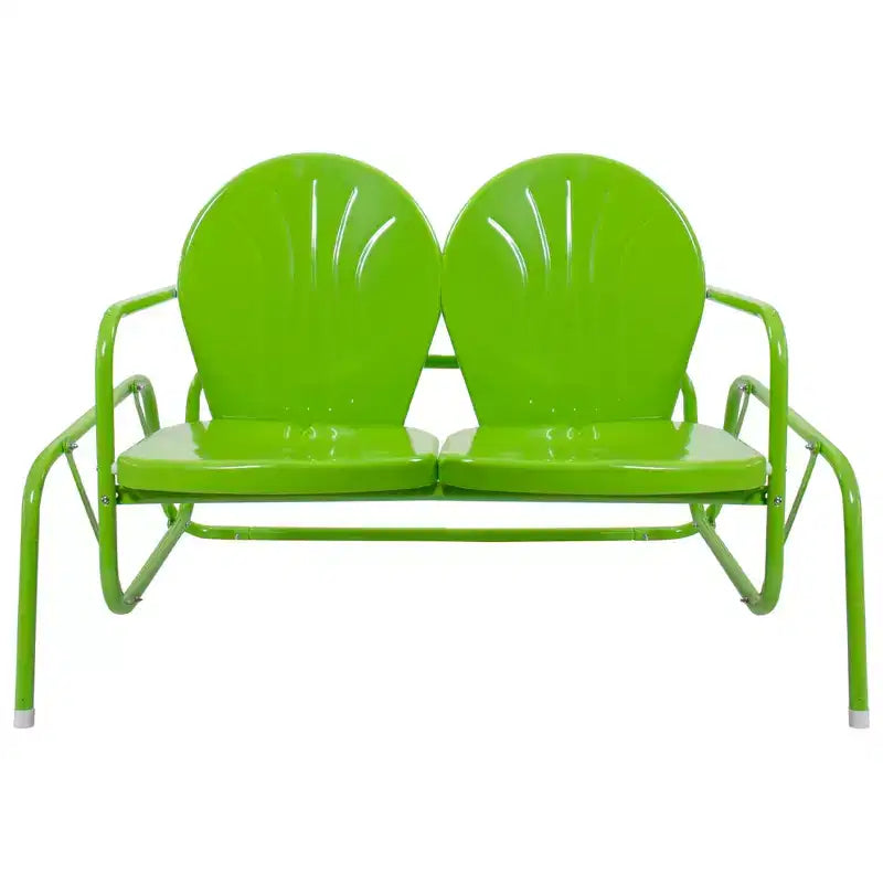 Northlight 48.25 Outdoor Retro Metal Tulip Double Glider Patio Chair, Lime Green