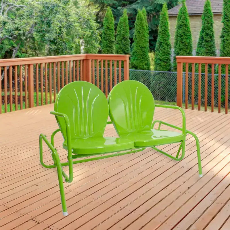 Fauteuil de patio Northlight 48,25 en métal rétro double planeur, vert lime