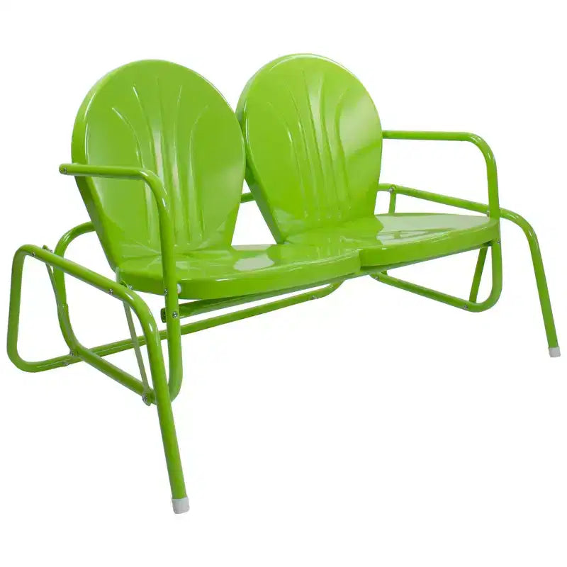 Fauteuil de patio Northlight 48,25 en métal rétro double planeur, vert lime