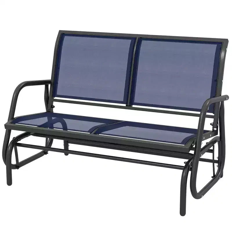 Banc à bascule extérieur 2 places Outsunny, causeuse double à bascule pour patio avec cadre en acier thermolaqué pour jardin