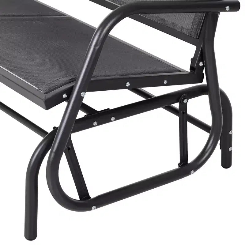 Banc à bascule extérieur 2 places Outsunny, causeuse double à bascule pour patio avec cadre en acier thermolaqué pour jardin