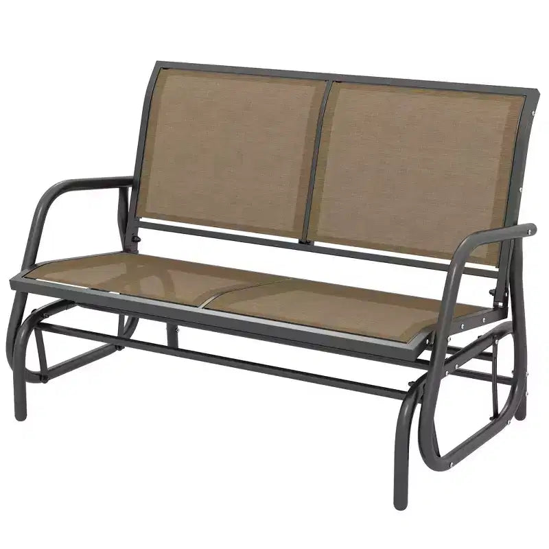 Banc à bascule extérieur 2 places Outsunny, causeuse double à bascule pour patio avec cadre en acier thermolaqué pour jardin