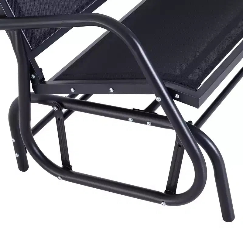 Banc à bascule extérieur 2 places Outsunny, causeuse double à bascule pour patio avec cadre en acier thermolaqué pour jardin