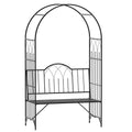 Outsunny Metal Trellis Arbor Arch for Climbing Plants with Garden Bench, Grow Grapes & Vines, Interlacing Decorative Seating, Black