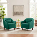 28.34W Lot de 2 fauteuils d'appoint, fauteuil barillet en velours avec pieds en bois massif