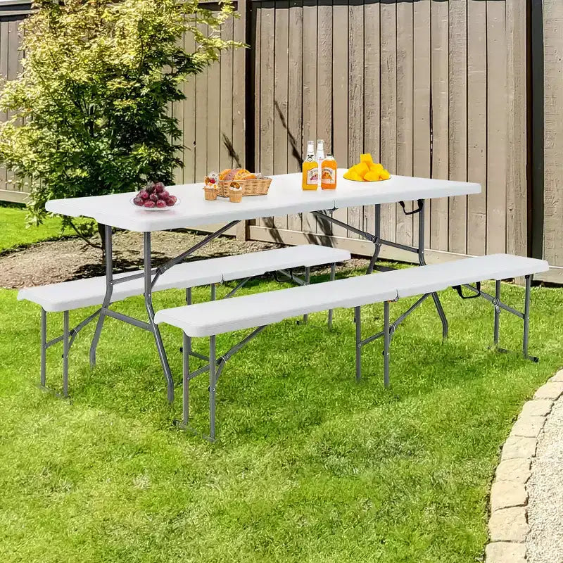 Costway Banc pliant portable de 1,8 m pour l'extérieur, capacité de 250 kg max, pour les repas