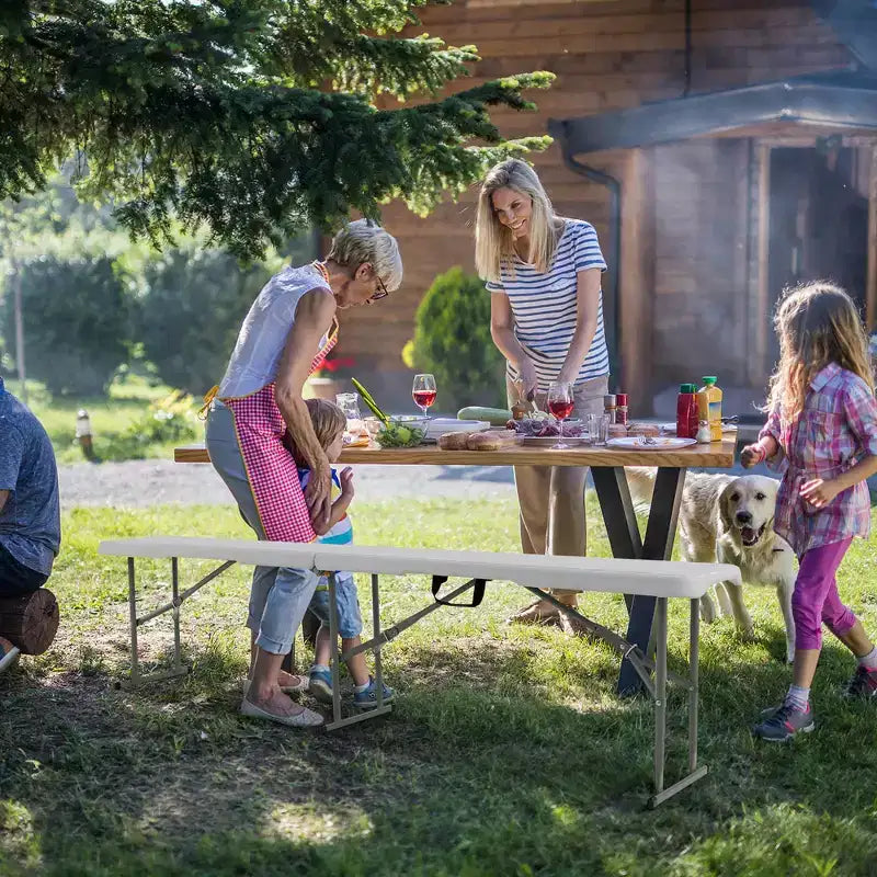 Costway Banc pliant portable de 1,8 m pour l'extérieur, capacité de 250 kg max, pour les repas